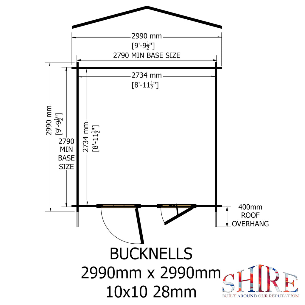 Shire Bucknells 28mm log cabin 10x10 – floor plan