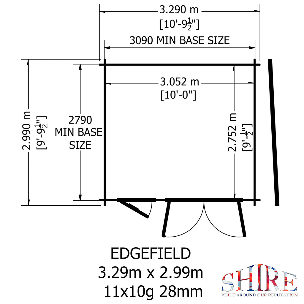 Shire Edgefield 19mm log cabin 11x10 – floor plan