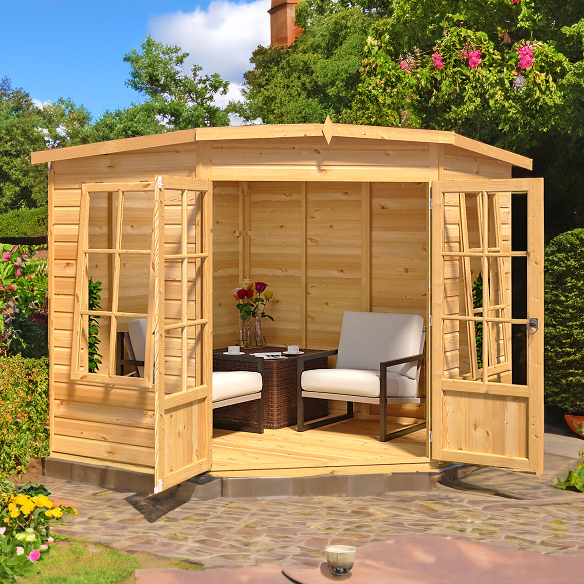 Shire Hampton corner summerhouse 8x8 – alternative view