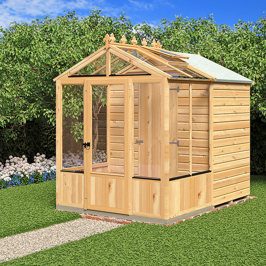 Shire Holkham Greenhouse and Shed Combi 6ft x 8ft – side view