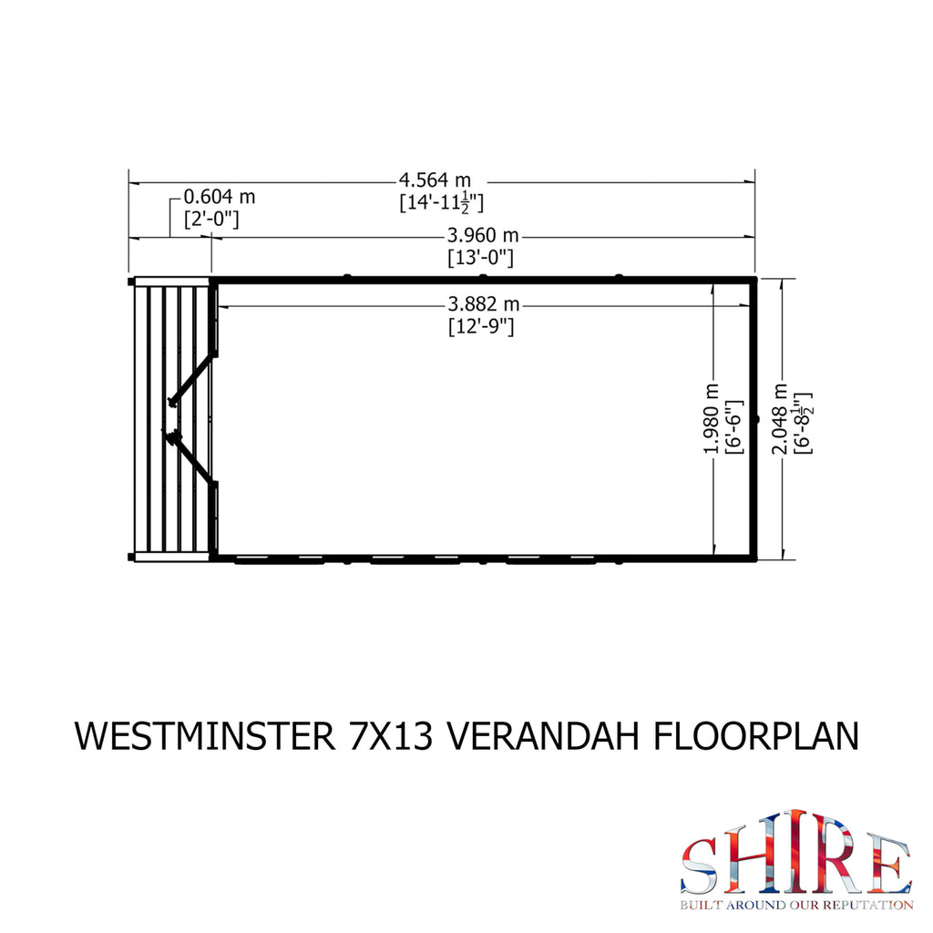 Shire Westminster summerhouse 13x7 with verandah – alternative view