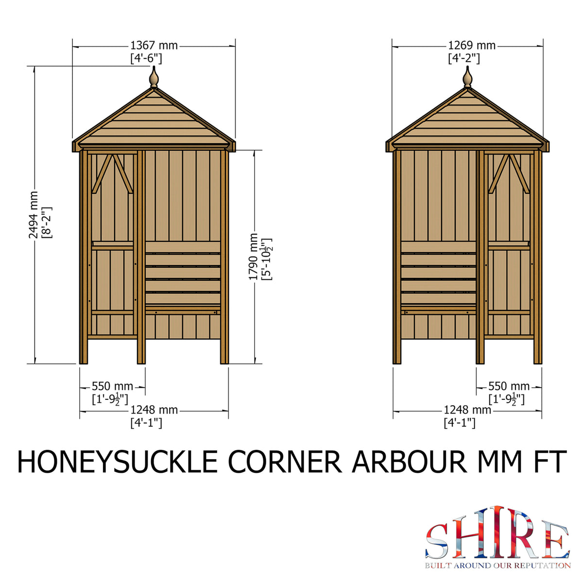 Shire Honeysuckle Corner arbour – dimensions