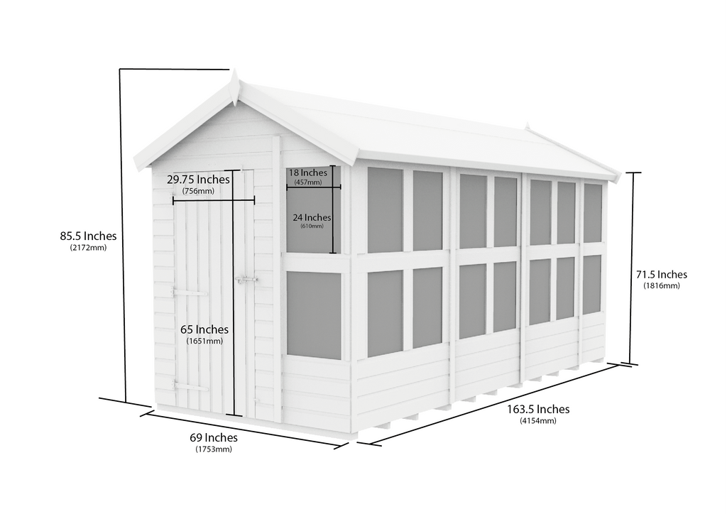 Composite Apex Potting Shed 14X6APSFFCOMP - dimensions