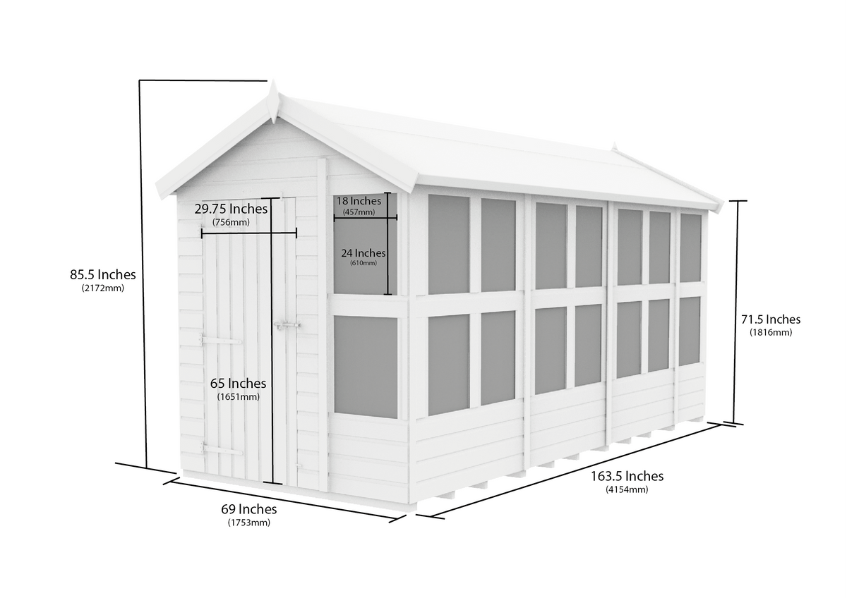 Composite Apex Potting Shed 14X6APSFFCOMP - dimensions