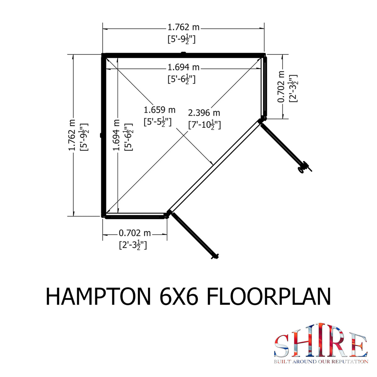 Shire Hampton corner summerhouse 6x6 – floor plan