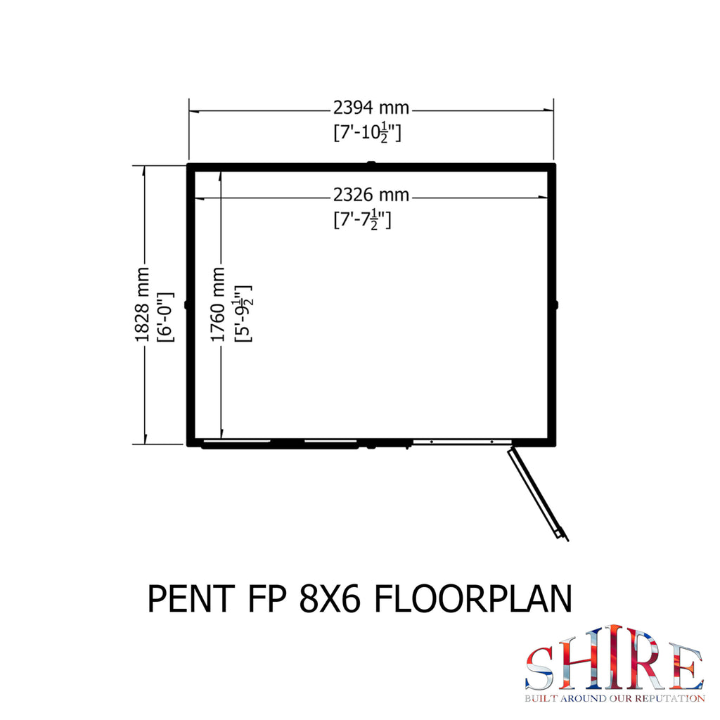 Shire Shiplap Pent Shed 8ft x 6ft – floor plan