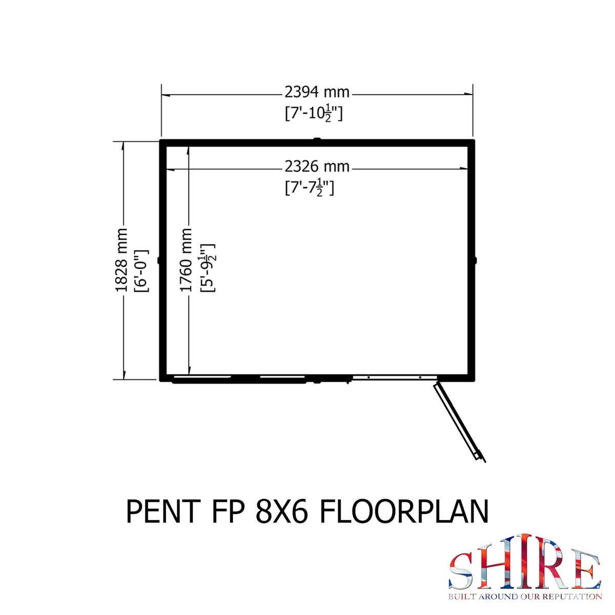 Shire Shiplap Pent Shed 8ft x 6ft – floor plan