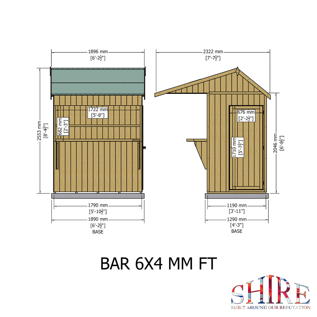 Shire Apex garden bar & store 6x4 – alternative view