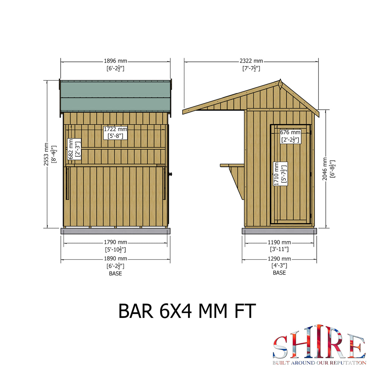 Shire Apex garden bar & store 6x4 – alternative view