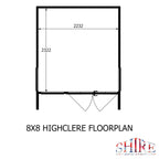 Shire Highclere summerhouse 8x8 – floor plan