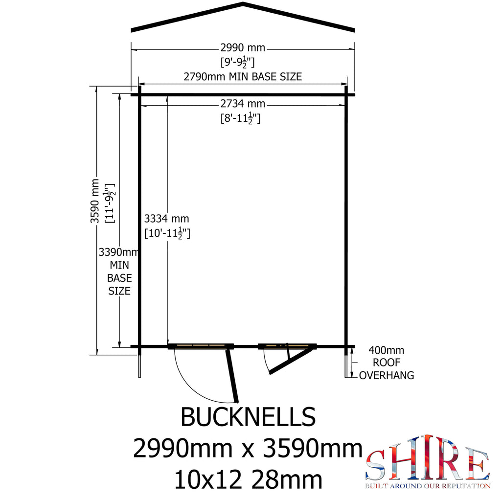 Shire Bucknells 28mm log cabin 10x12 – floor plan