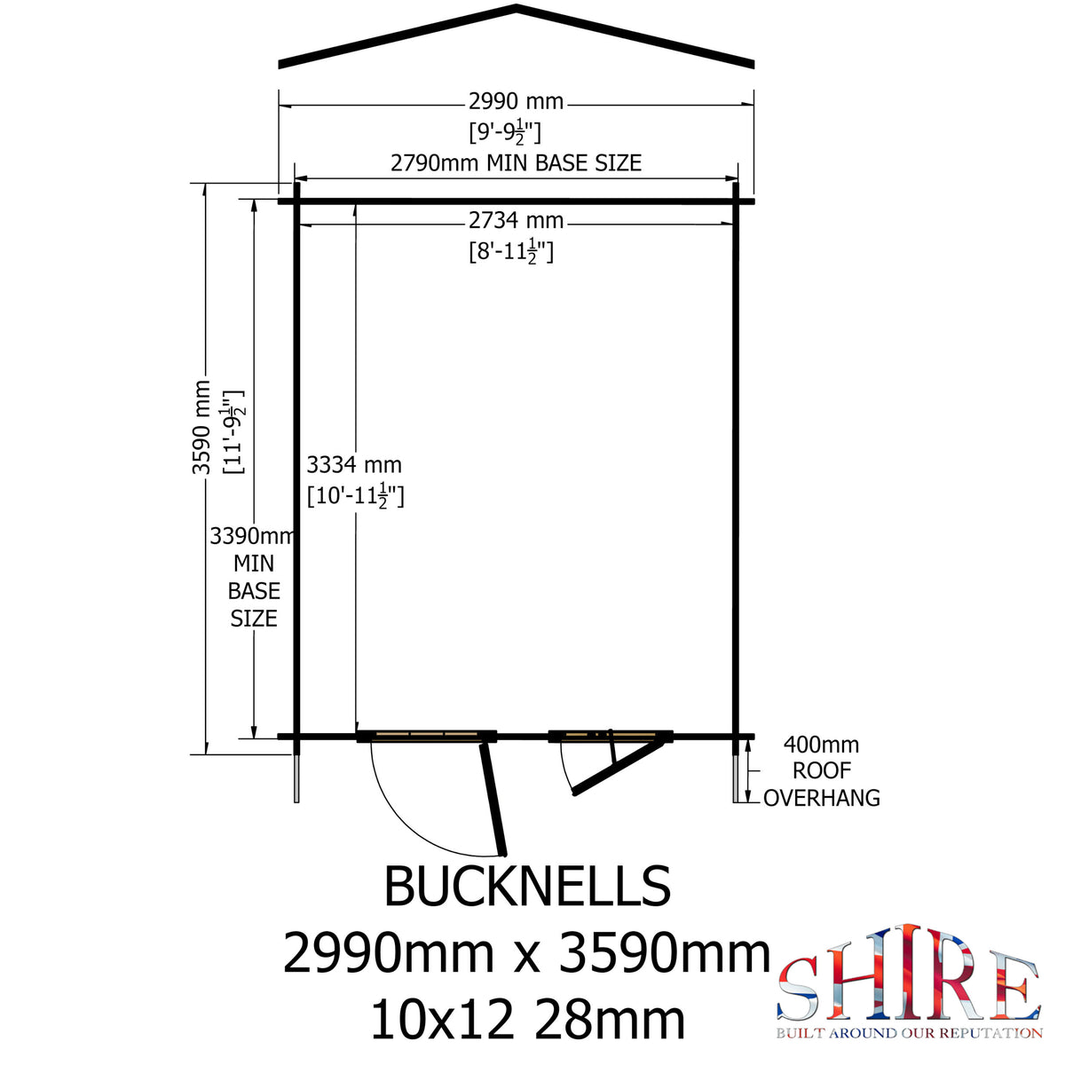 Shire Bucknells 28mm log cabin 10x12 – floor plan