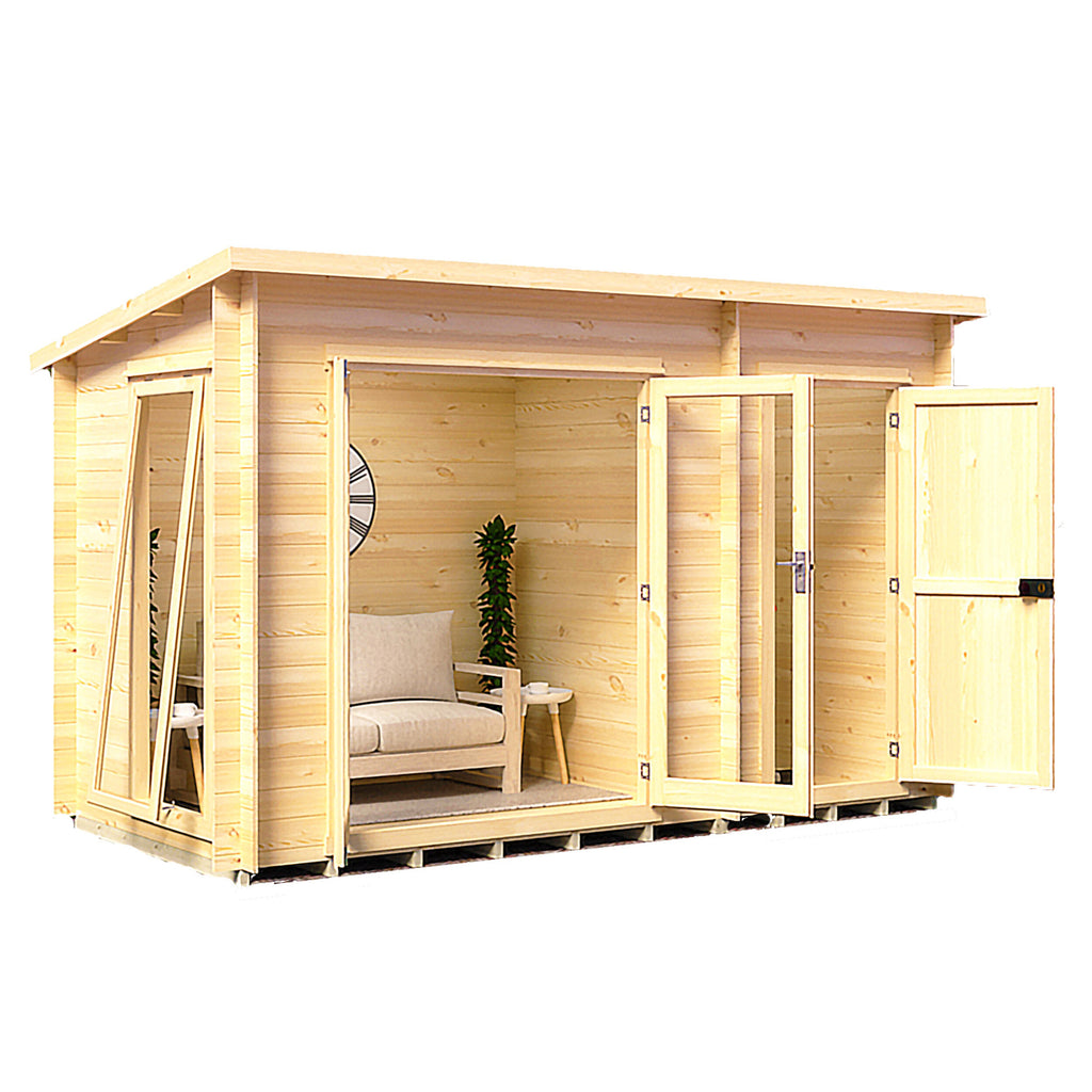 Shire Walsoken 19mm log cabin with storage 6x12 – front view