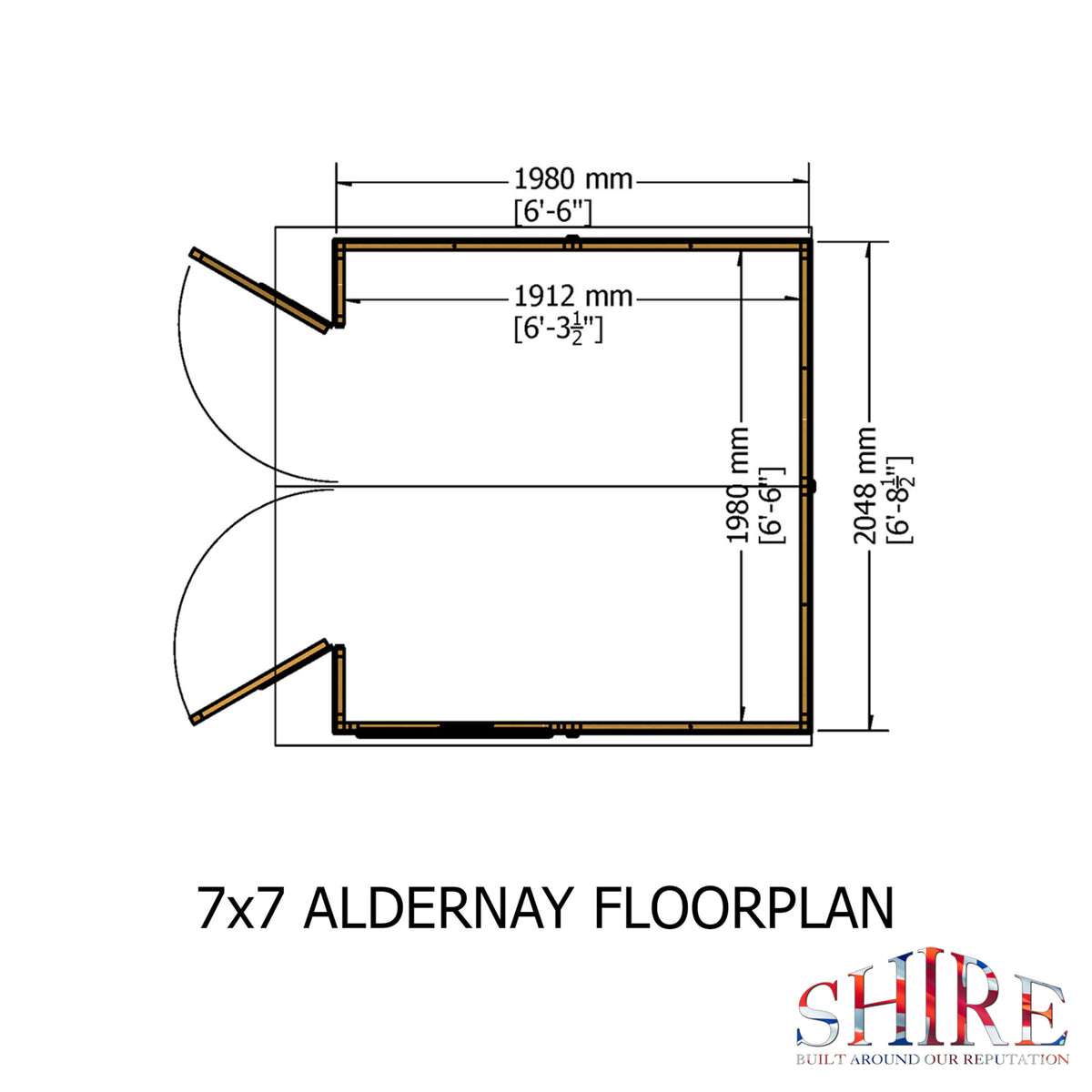 Shire Alderney Shiplap Shed 7ft x 7ft – floor plan