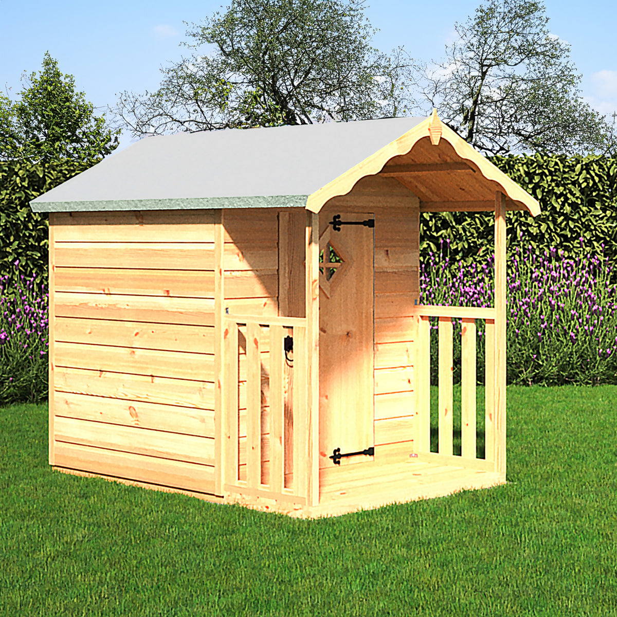 Shire Hide playhouse 4x4 with verandah – alternative view