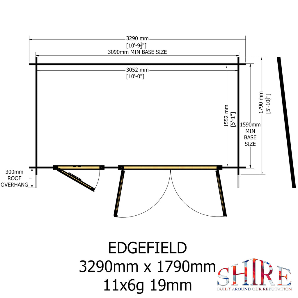 Shire Edgefield 19mm log cabin 11x6 – floor plan