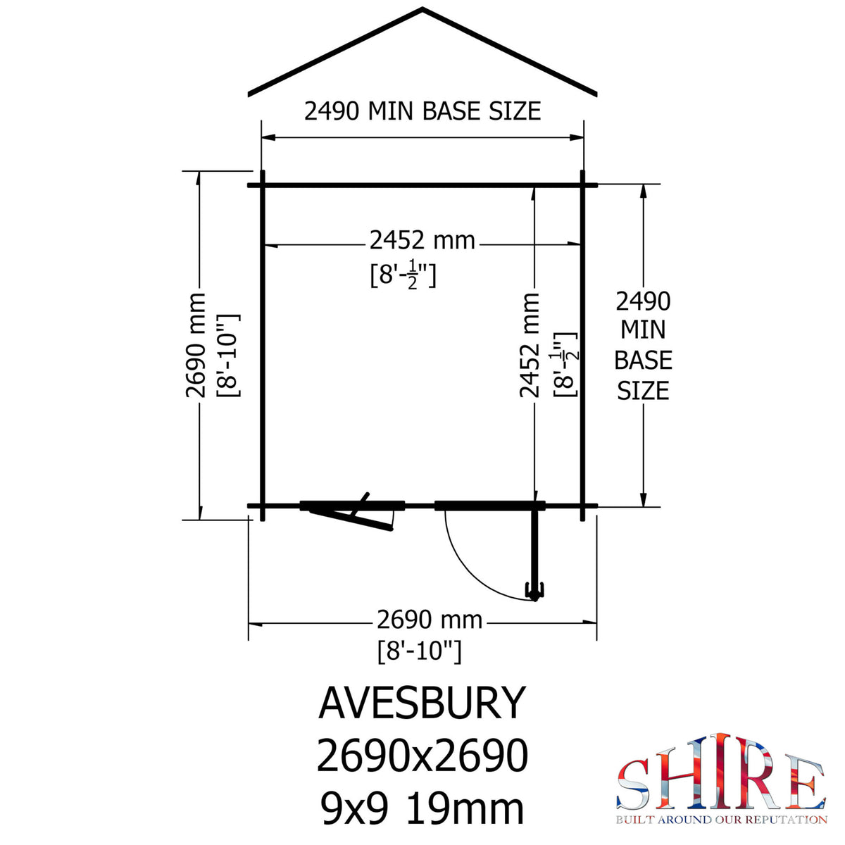 Shire Avesbury 19mm log cabin 9x9 – floor plan