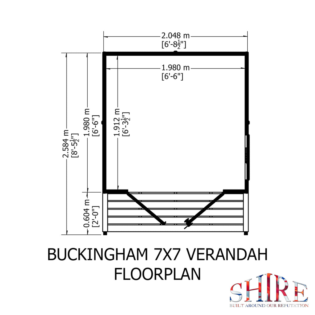 Shire Buckingham summerhouse 7x7 with verandah – alternative view