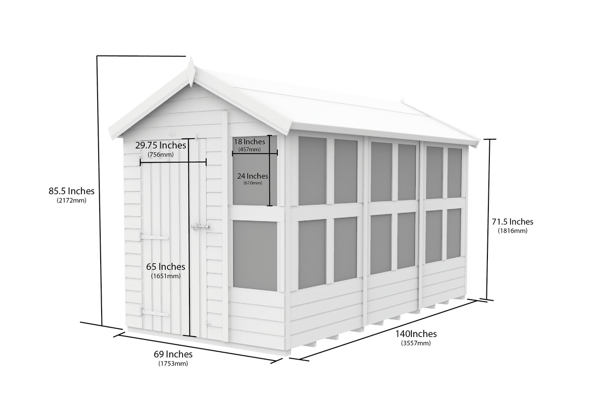 Composite Apex Potting Shed 12X6APSFFCOMP - dimensions