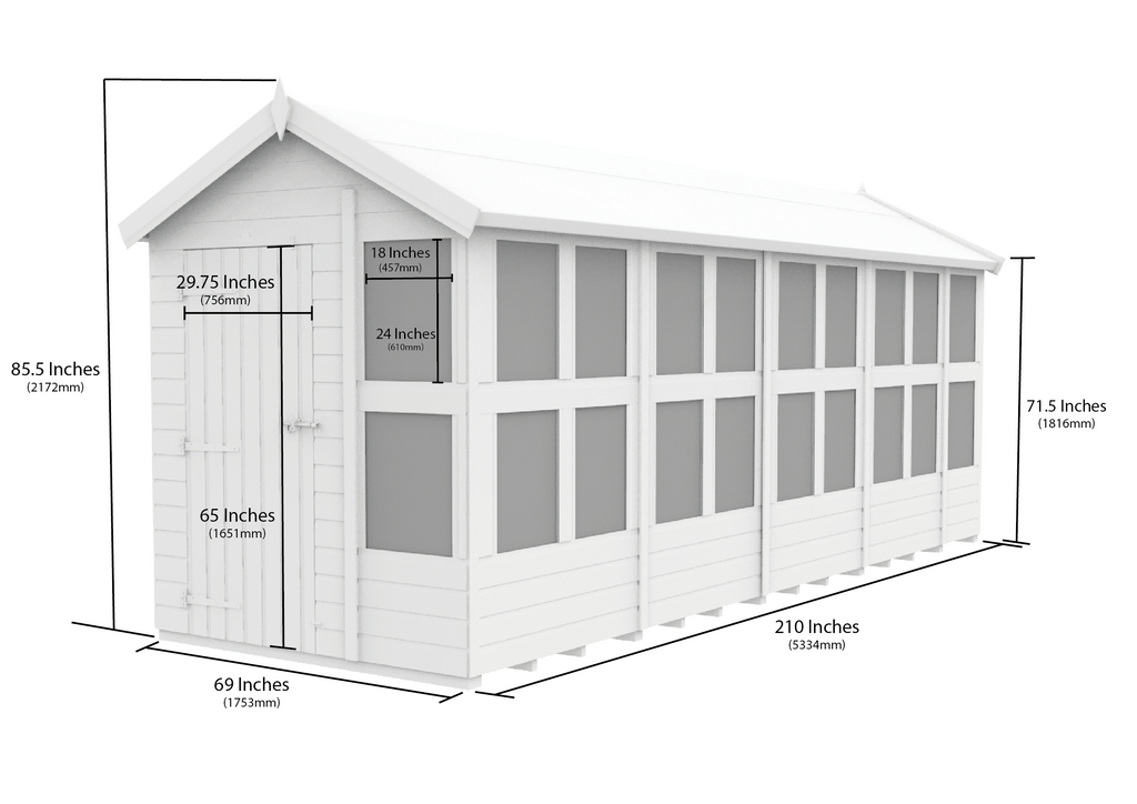 Composite Apex Potting Shed 18X6APSFFCOMP - dimensions
