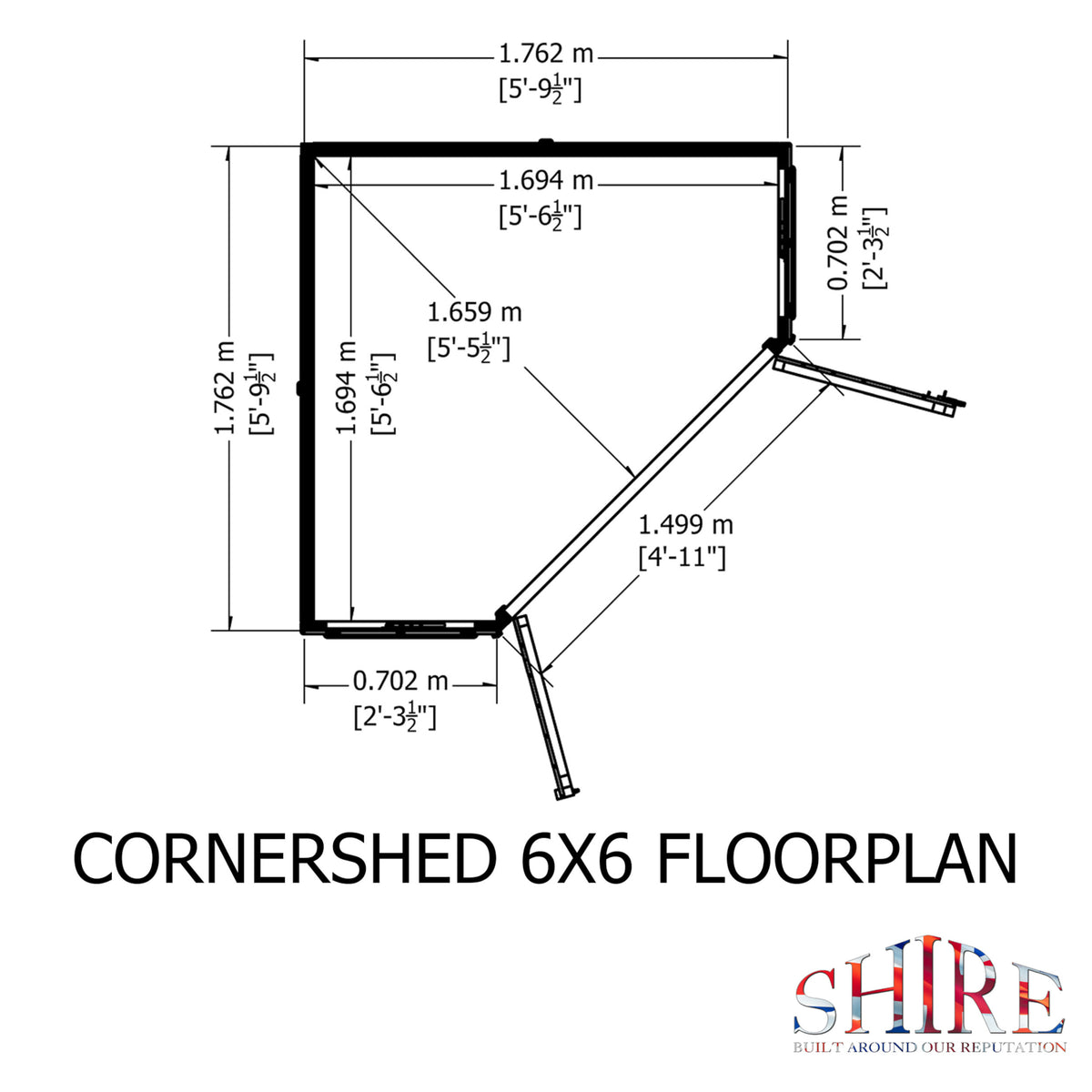 Shire Corner Shed 6ft x 6ft – floor plan