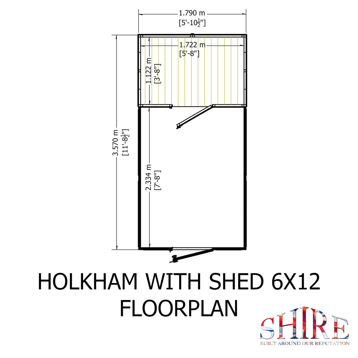 Shire Holkham Greenhouse and Shed Combi 6ft x 12ft – floor plan