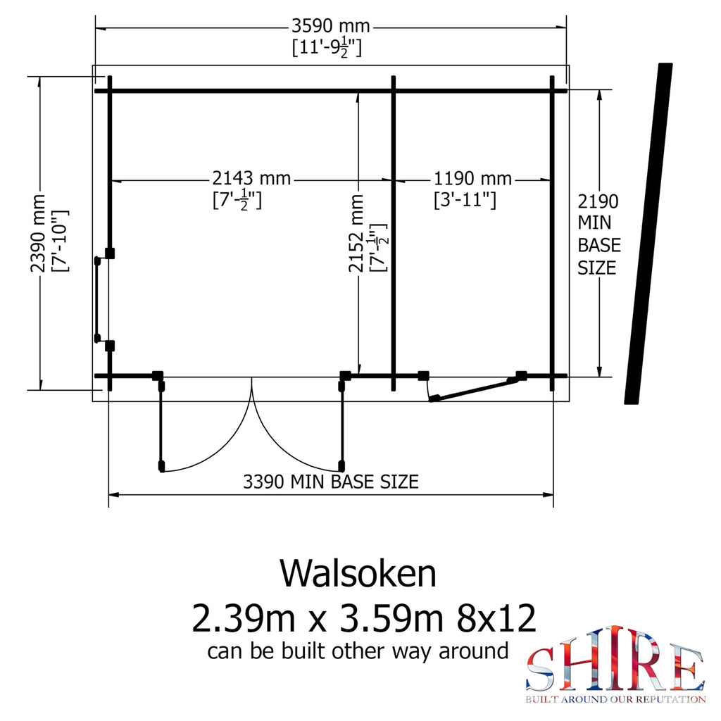 Shire Walsoken 19mm log cabin with storage 8x12 – floor plan