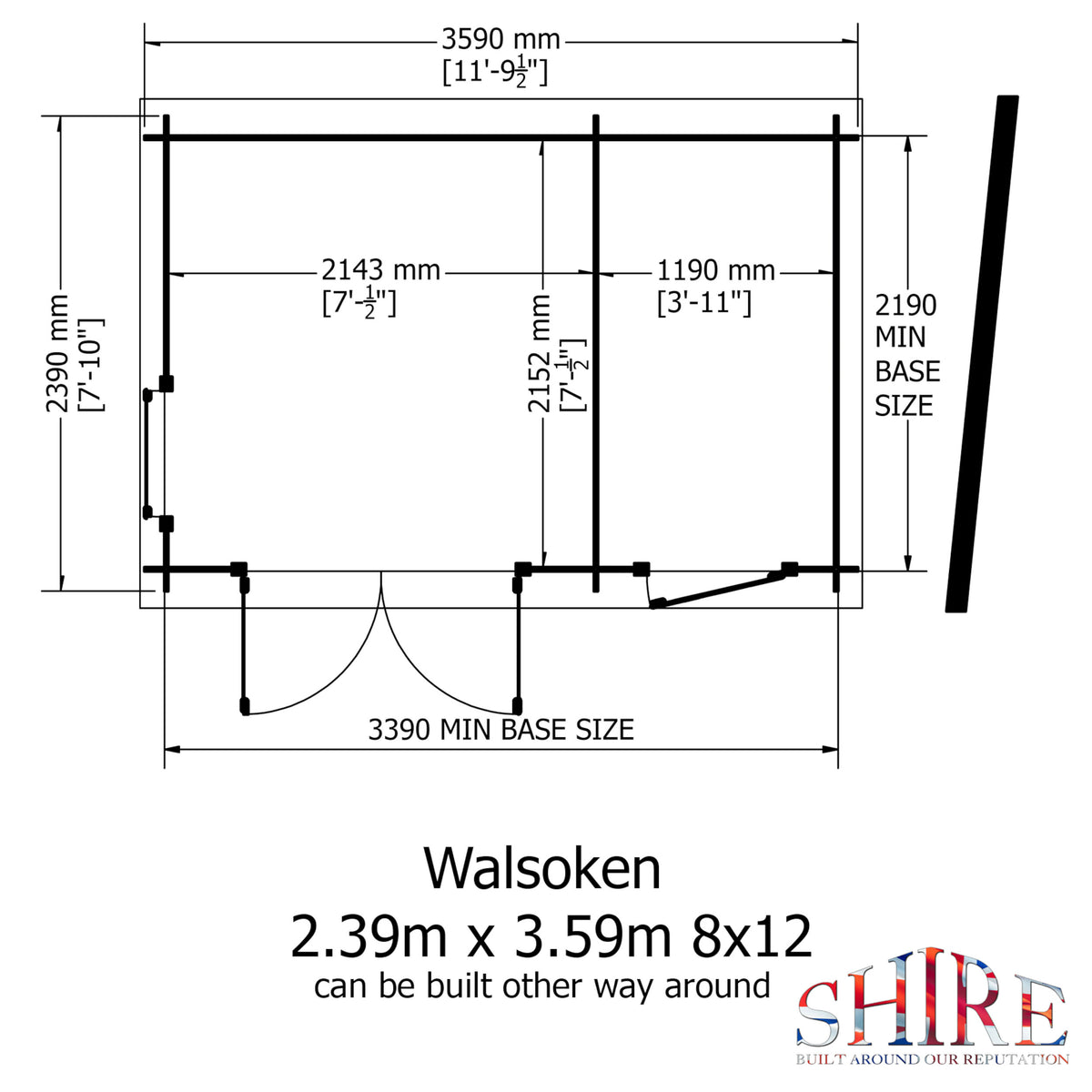 Shire Walsoken 19mm log cabin with storage 8x12 – floor plan