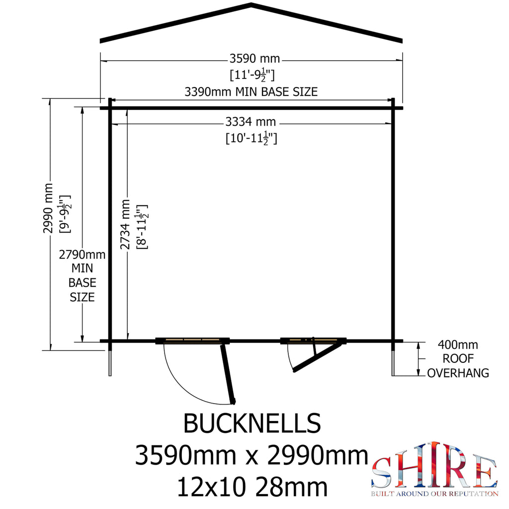 Shire Bucknells 28mm log cabin 12x10 – floor plan