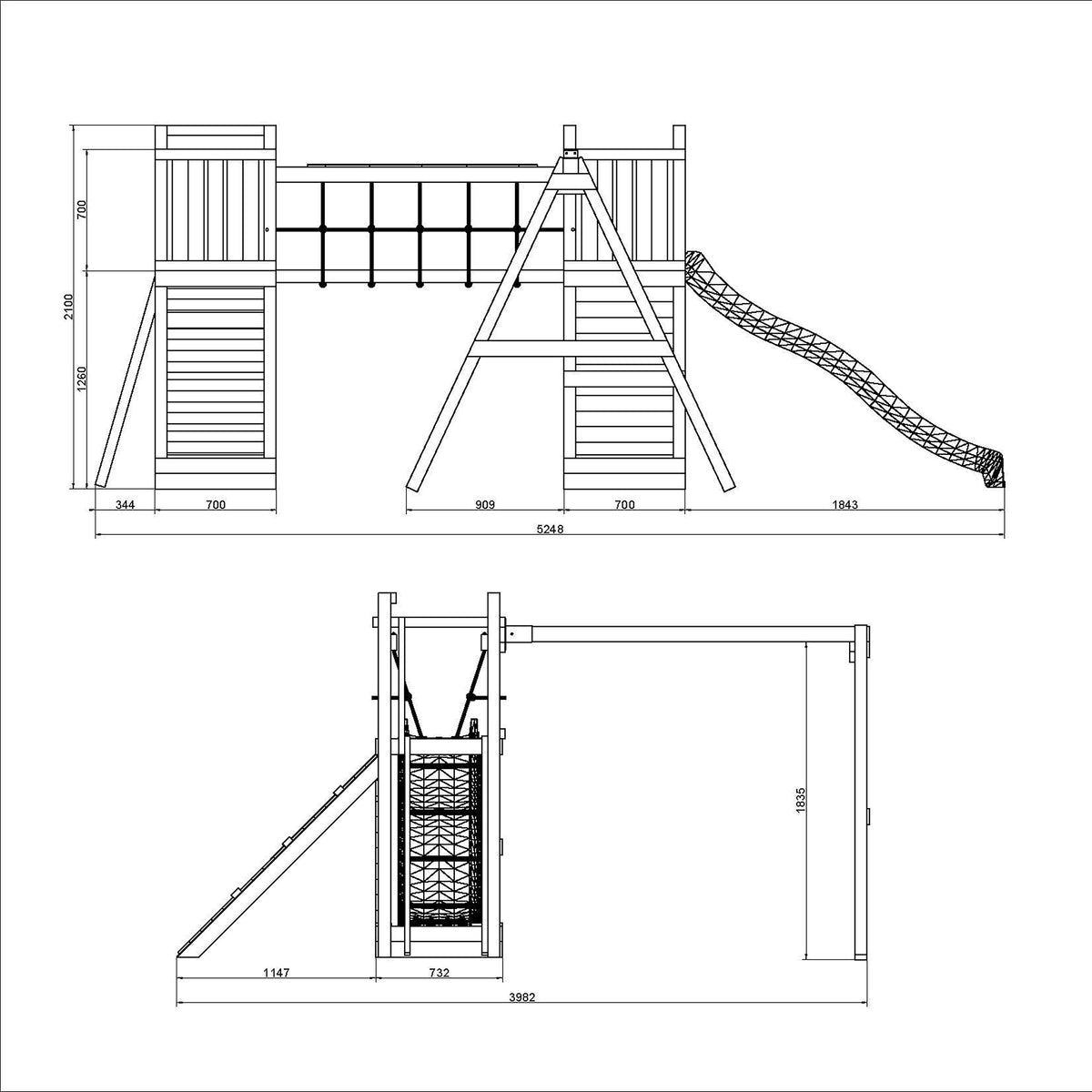 Shire Maxi Fun climbing frame – dimensions
