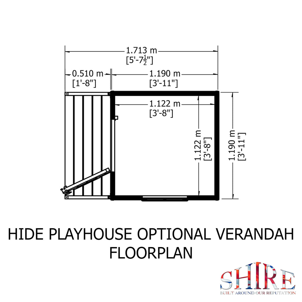 Shire Hide playhouse 4x4 with verandah – floor plan