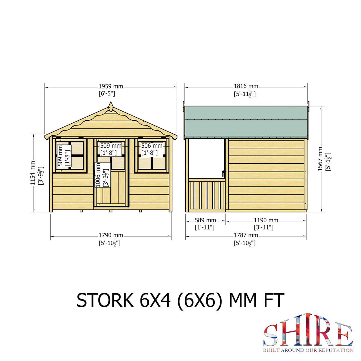 Shire Stork playhouse 6x4 – dimensions