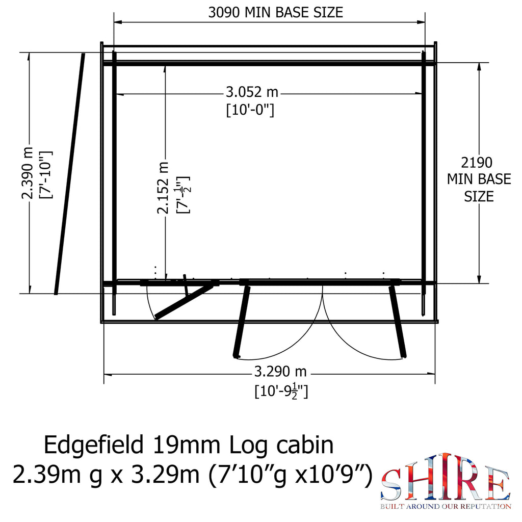 Shire Edgefield 19mm log cabin 11x8 – floor plan