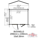 Shire Bucknells 28mm log cabin 10x8 – floor plan