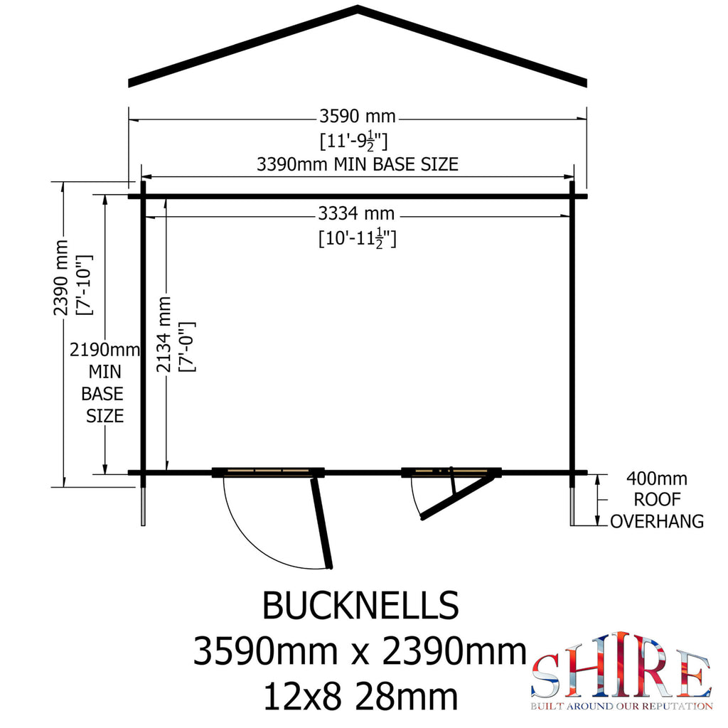 Shire Bucknells 28mm log cabin 12x8 – floor plan