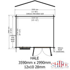 Shire Hale 28mm log cabin 12x10 – floor plan