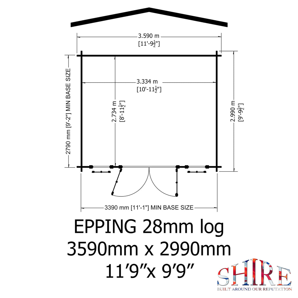 Shire Epping 28mm log cabin 12x10 – floor plan