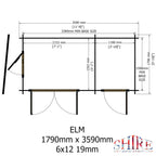 Shire Elm 19mm log cabin with storage shed 6x12 – floor plan