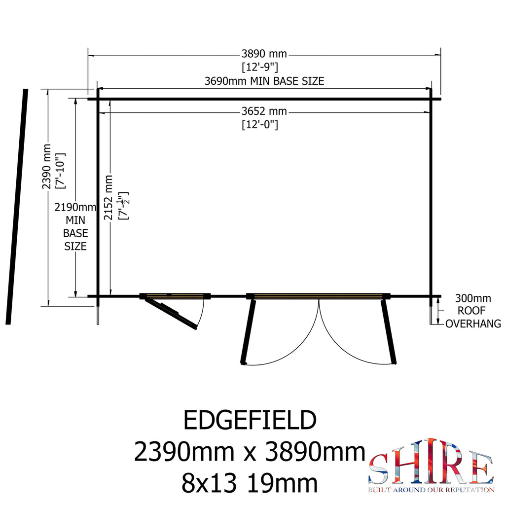 Shire Edgefield 19mm log cabin 13x8 – floor plan