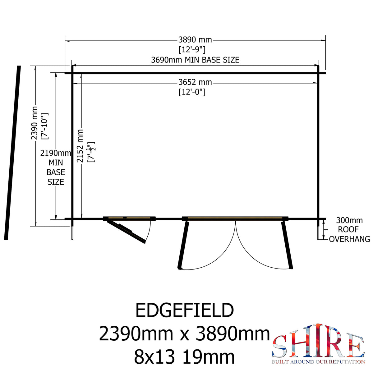 Shire Edgefield 19mm log cabin 13x8 – floor plan