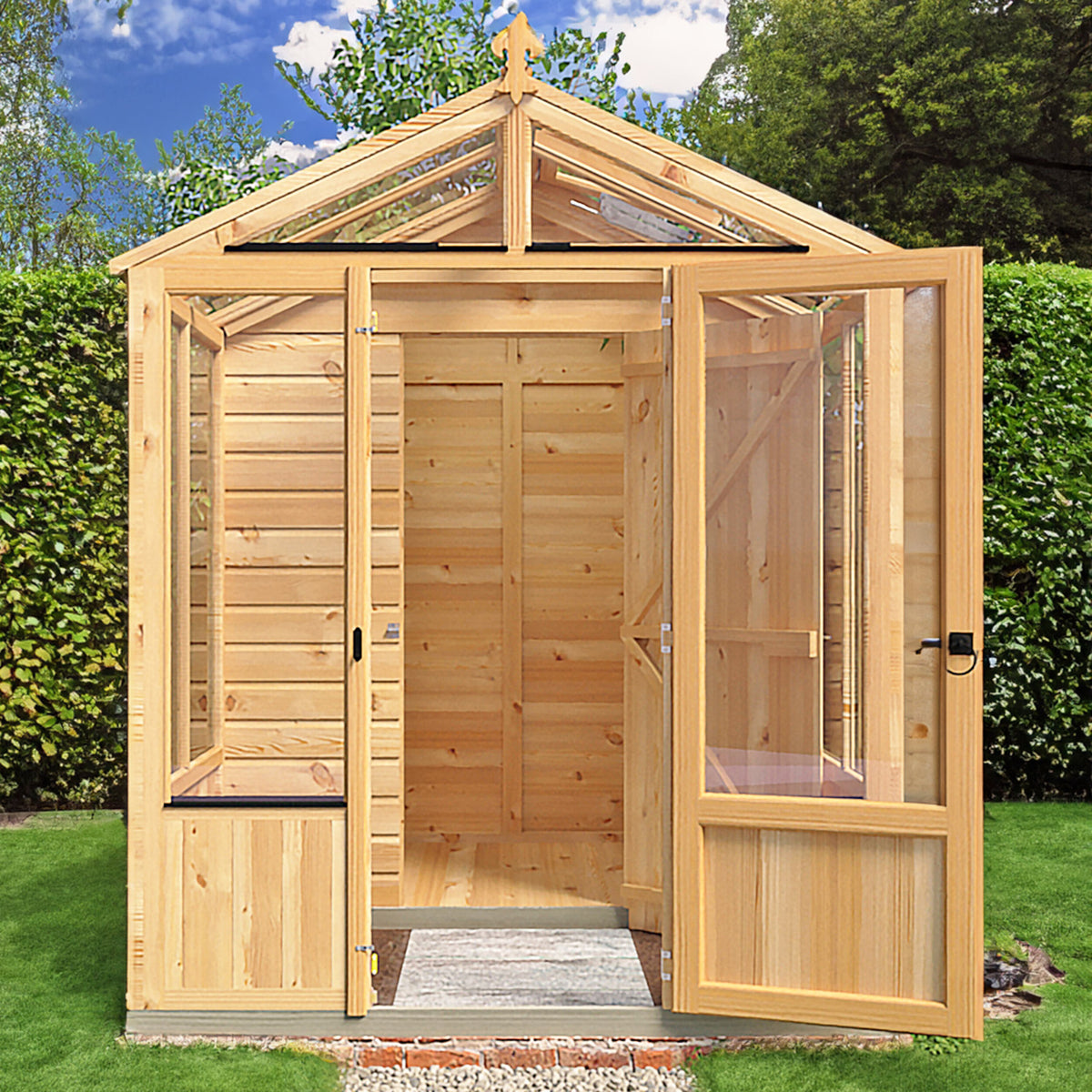 Shire Holkham Greenhouse and Shed Combi 6ft x 8ft – front view