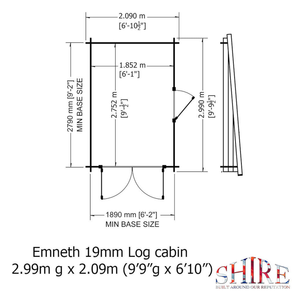Shire Emneth 19mm log cabin 10x7 – floor plan