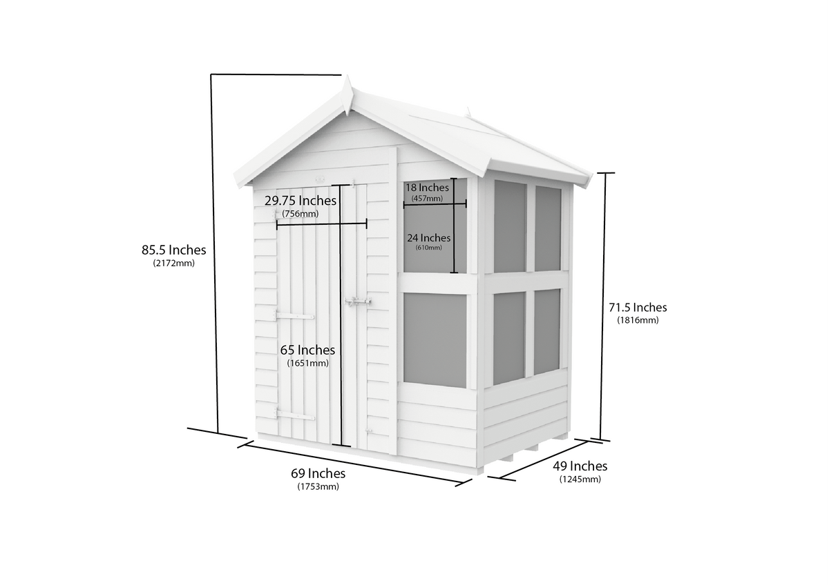 Composite Apex Potting Shed 4X6APSFFCOMP - dimensions