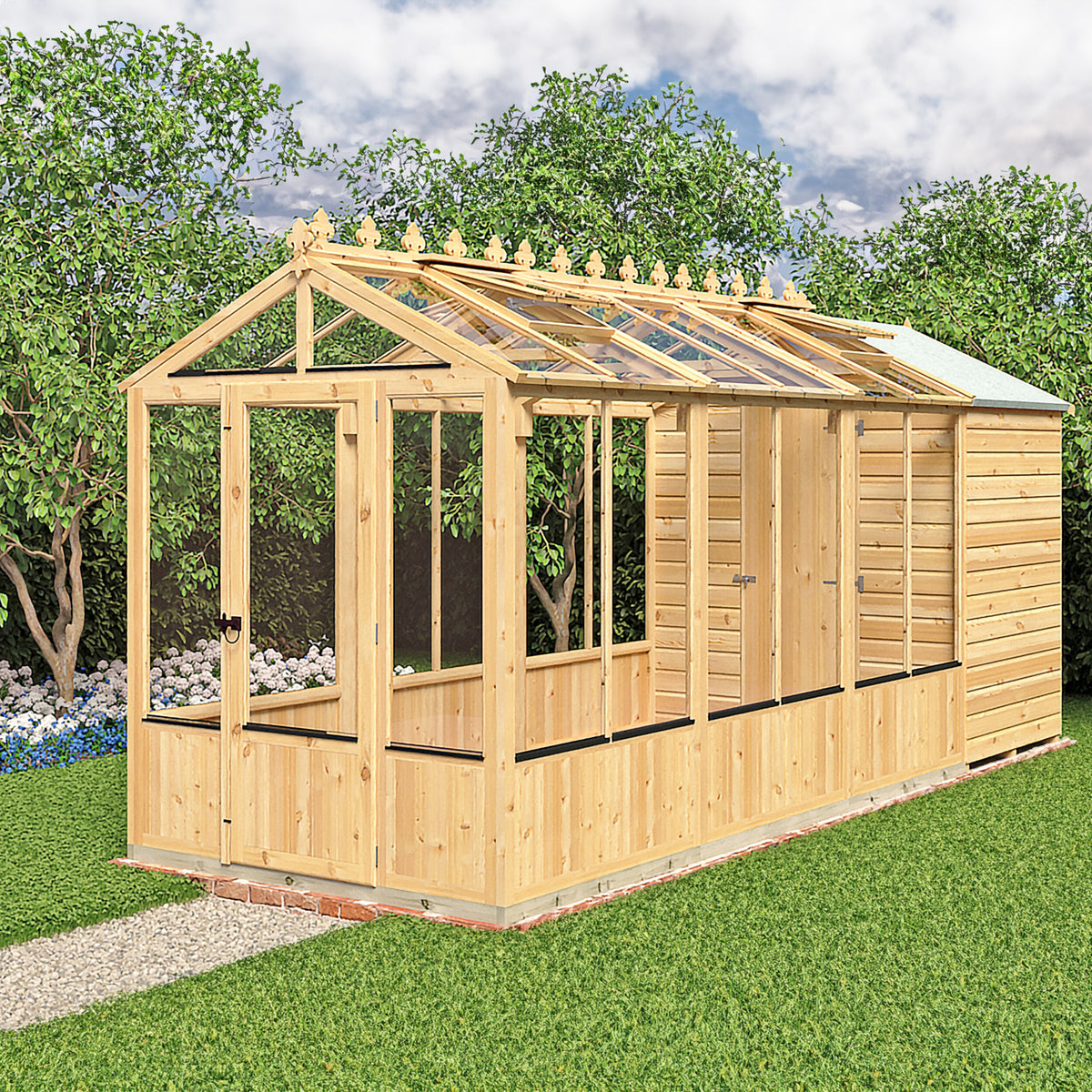 Shire Holkham Greenhouse and Shed Combi 6ft x 16ft – view