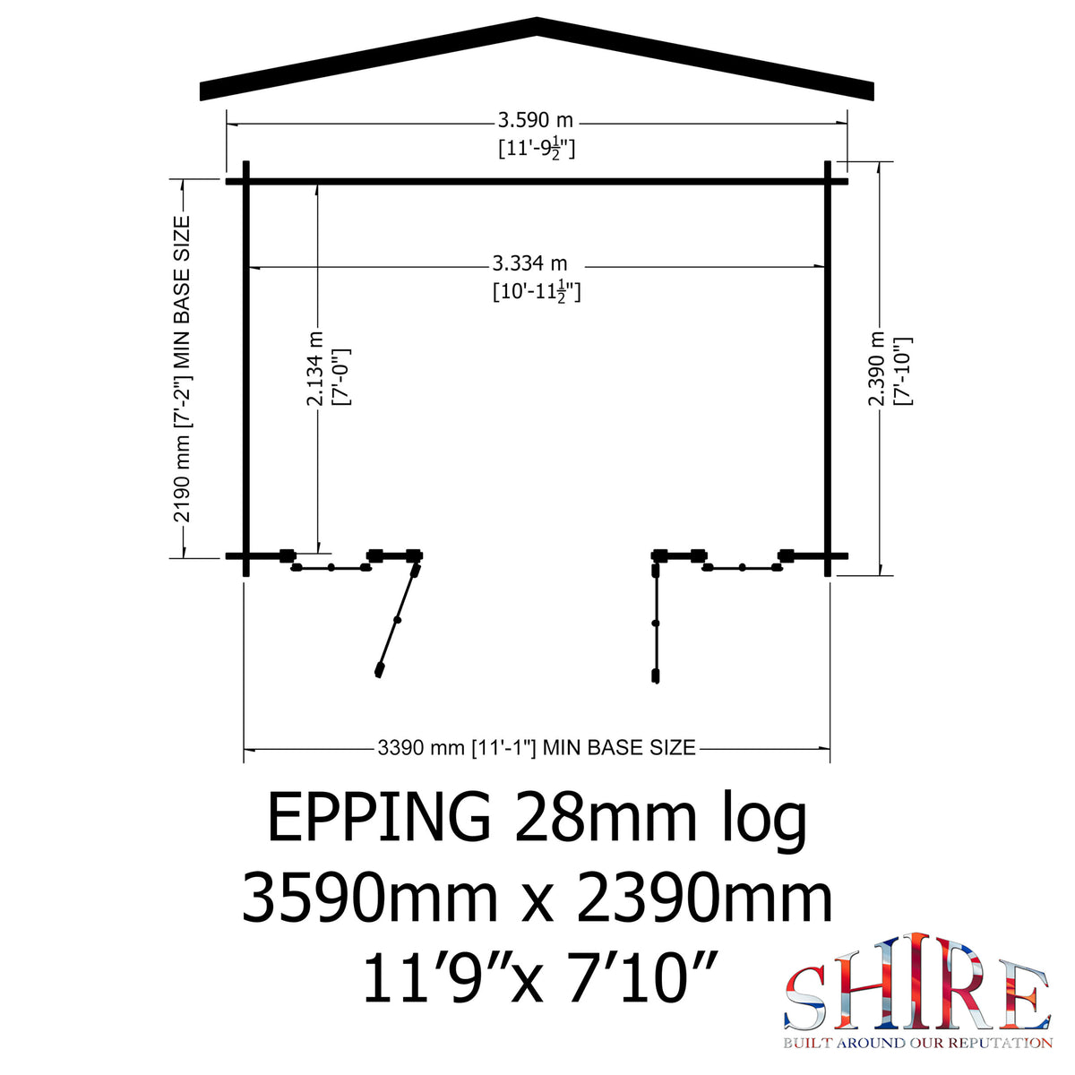 Shire Epping log cabin 12x8 – floor plan