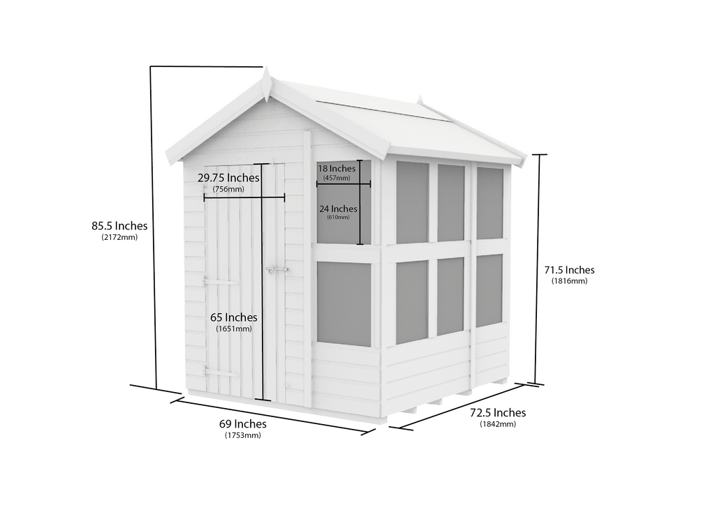 Composite Apex Potting Shed 6X6APSFFCOMP - dimensions