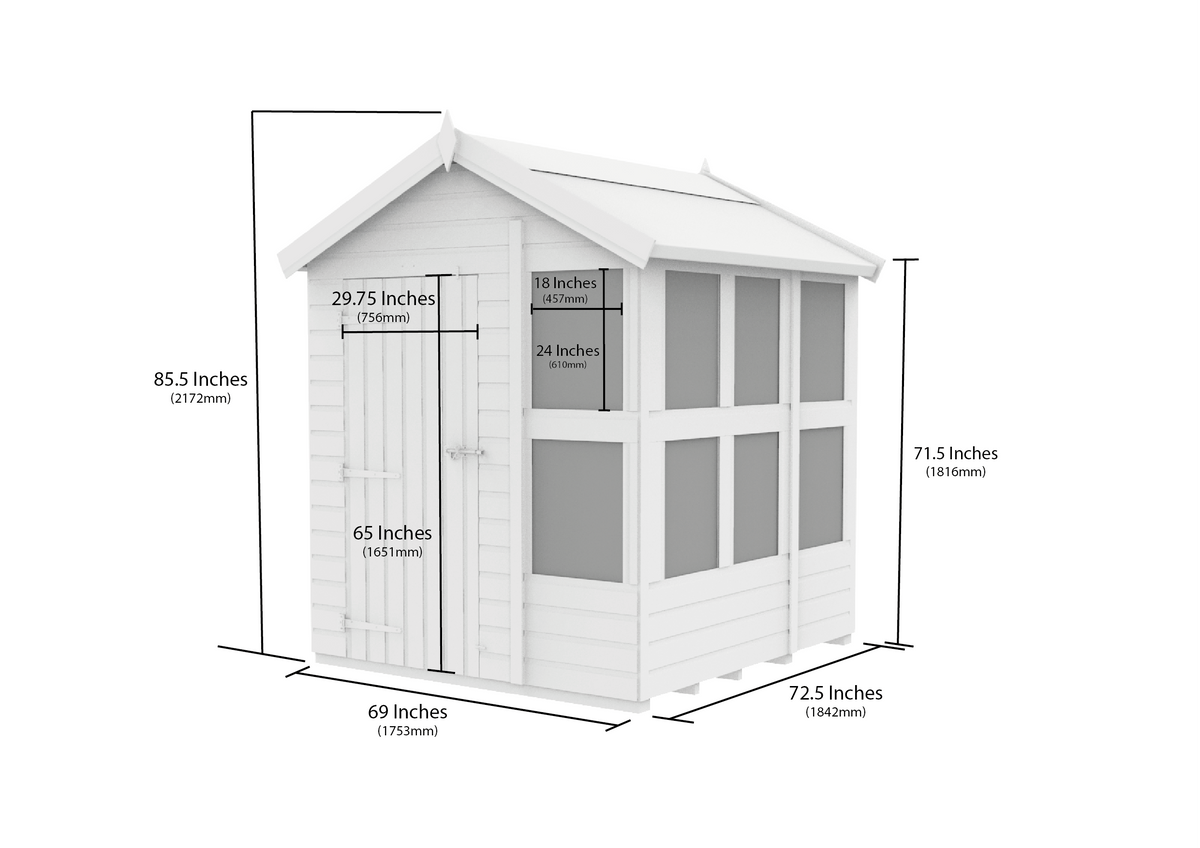 Composite Apex Potting Shed 6X6APSFFCOMP - dimensions