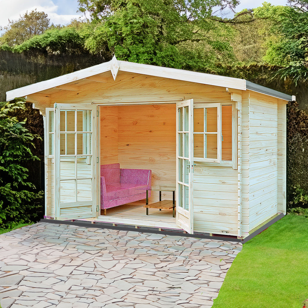 Shire Clipstone 28mm log cabin 12x8 – exterior view