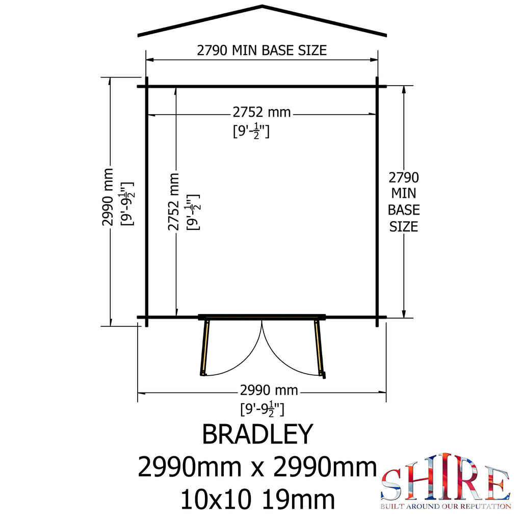 Shire Bradley 19mm log cabin 10x10 – floor plan