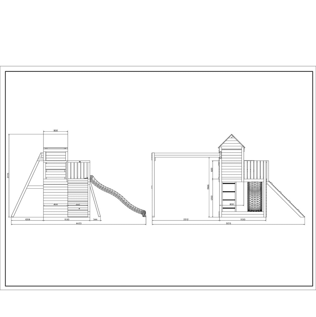 Shire Treehouse climbing frame – dimensions